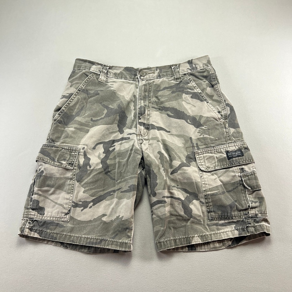 Wrangler Cargo Shorts Mens 32 Multicolor Camouflage Relaxed Fit Cotton Utility